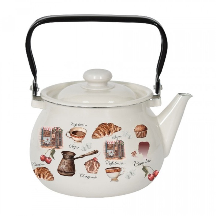 Ceainic Cafe de Cherie otel carbon, emailat 2L