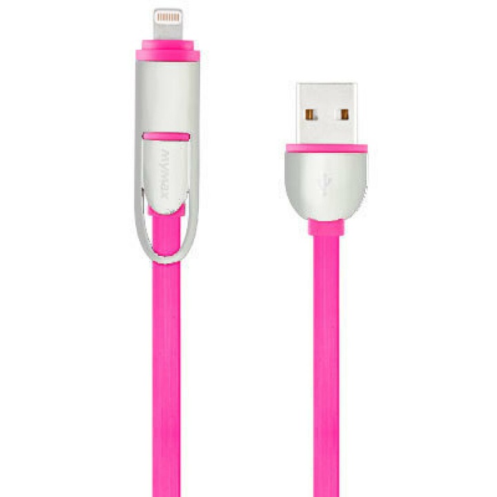 Cablu de date Lightning & Micro USB 2in1 Pink L171
