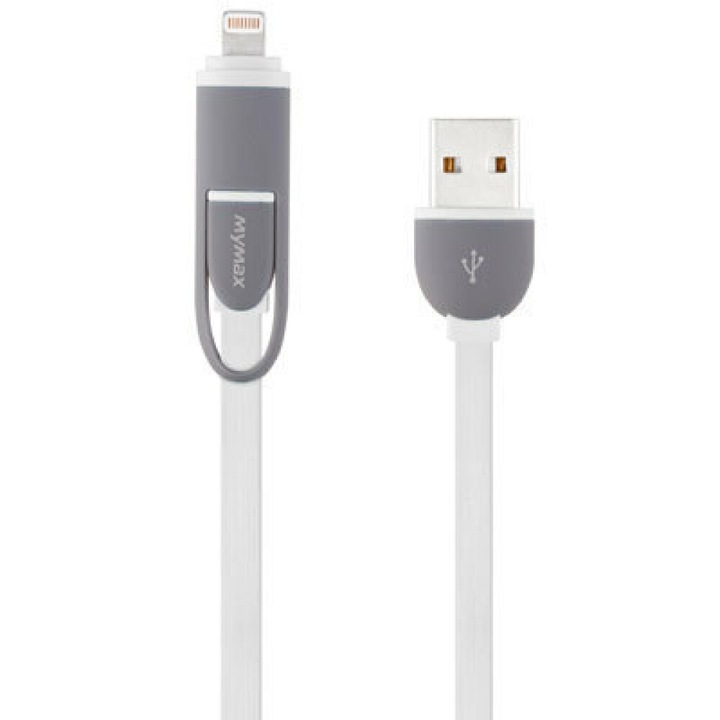 Cablu de date Lightning & Micro USB 2in1 Alb L170