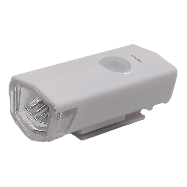 Far cu LED proiector pentru bicicleta trotineta, acumulator intern cu incarcare USB, Alb