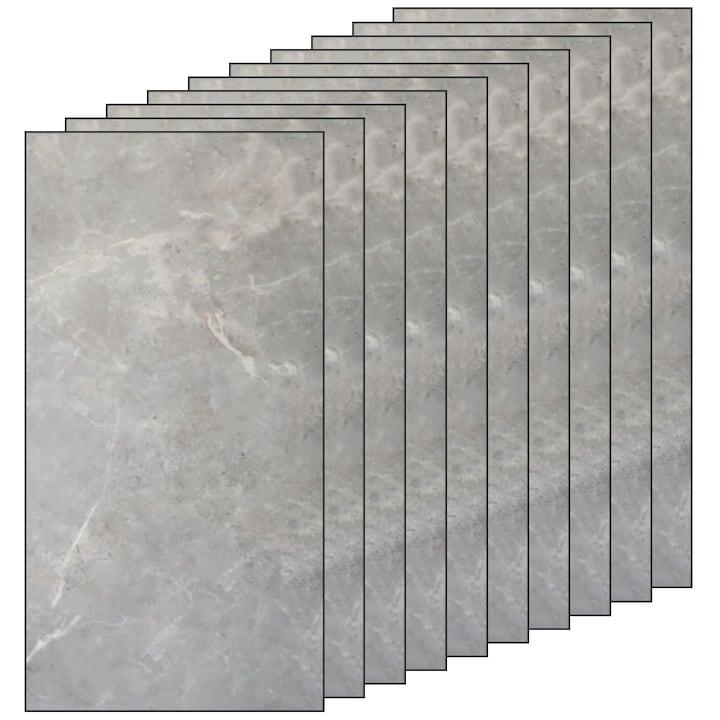 Комплект от 30x тапета Premium 3D Teno, мраморни, покриваща повърхност 5,4 кв.м, самозалепващ се, водоустойчив, лесен за поставяне, 30x60 см, светлосив