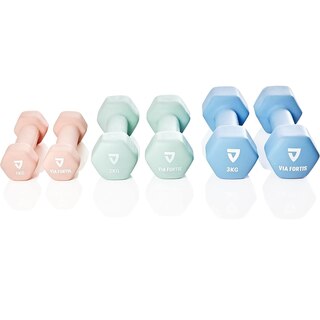 GORILLA SPORTS Set Di Manubri 8 Pezzi, 2x0,5/1/1,5/2 Kg, Totale 10 Kg, Colori Vari, Con Custodia In Plastica
