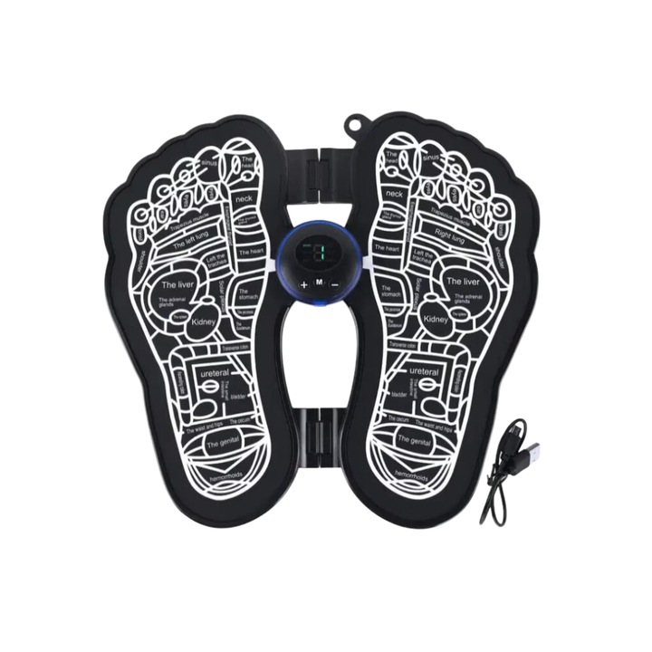 Aparat Masaj Picioare EMS Adamcaly, Relaxare Musculara si Revitalizare, 8 Moduri de Masaj, 19 Niveluri Intensitate, Alimentare USB, Design Portabil si Pliabil, Negru