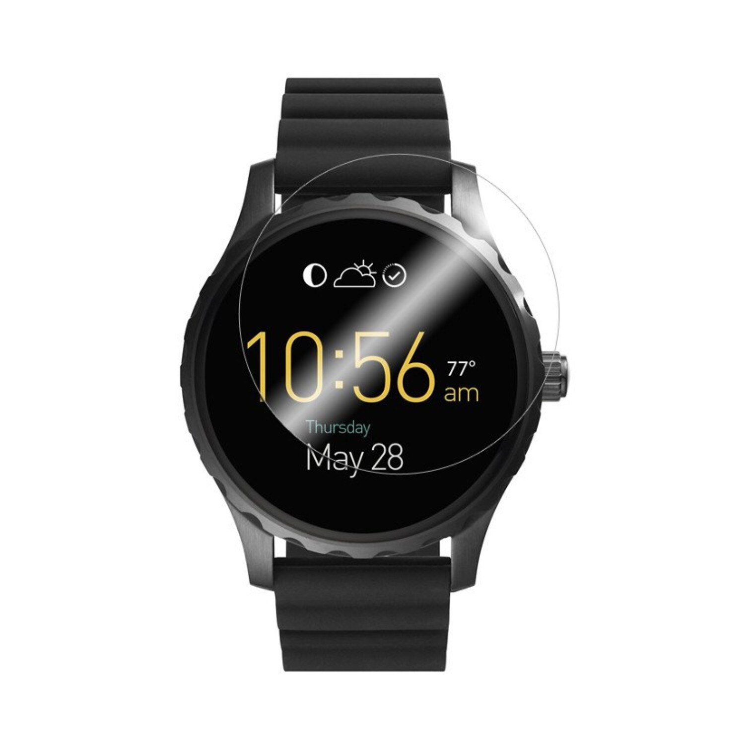 Set 2 Folii Protectie Ecran, Acoperire Totala, Adezive si Foarte Flexibile, Invisible Skinz Ultra-Clear AutoRegeneranta pentru Smartwatch Fossil Q Marshal