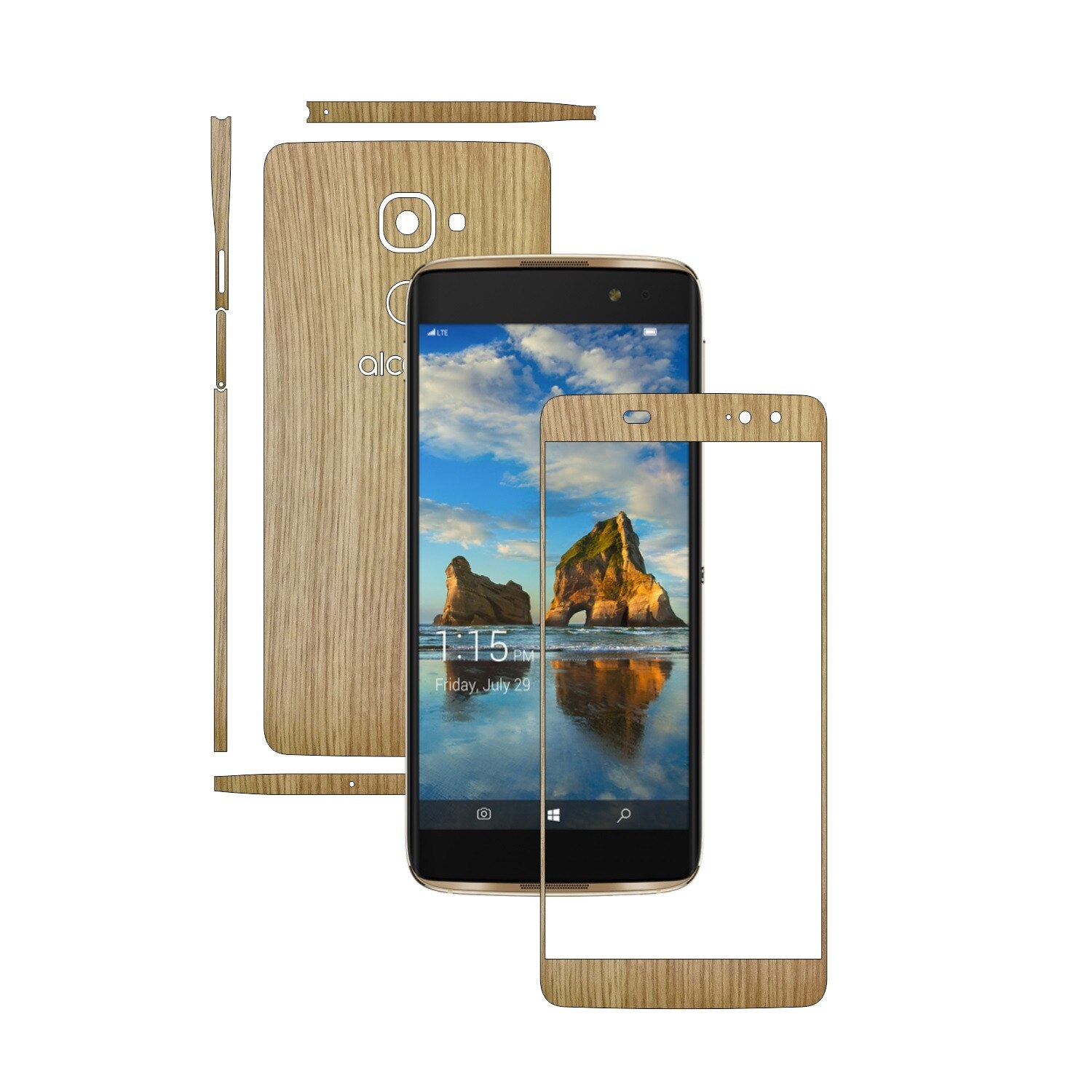 Folie de protectie Carbon Skinz, Husa de tip Skin Adeziv pentru Carcasa, Lemn Stejar dedicata Alcatel Idol 4S