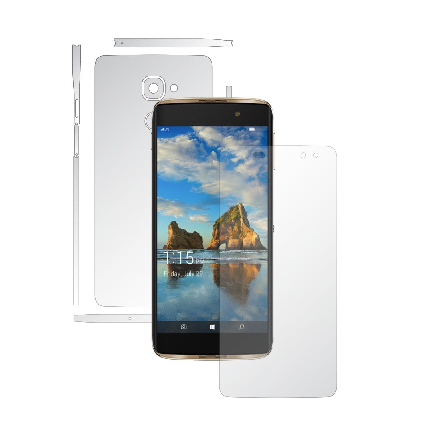 1 + 1 GRATUIT - Alcatel Idol 4S - Invisible Skinz HD - Folie Protectie Siliconica Ultra-Clear pentru Ecran,Carcasa Spate si Laterale, Husa Transparenta Full Body Cover Edge to Edge de tip Skin Adeziv