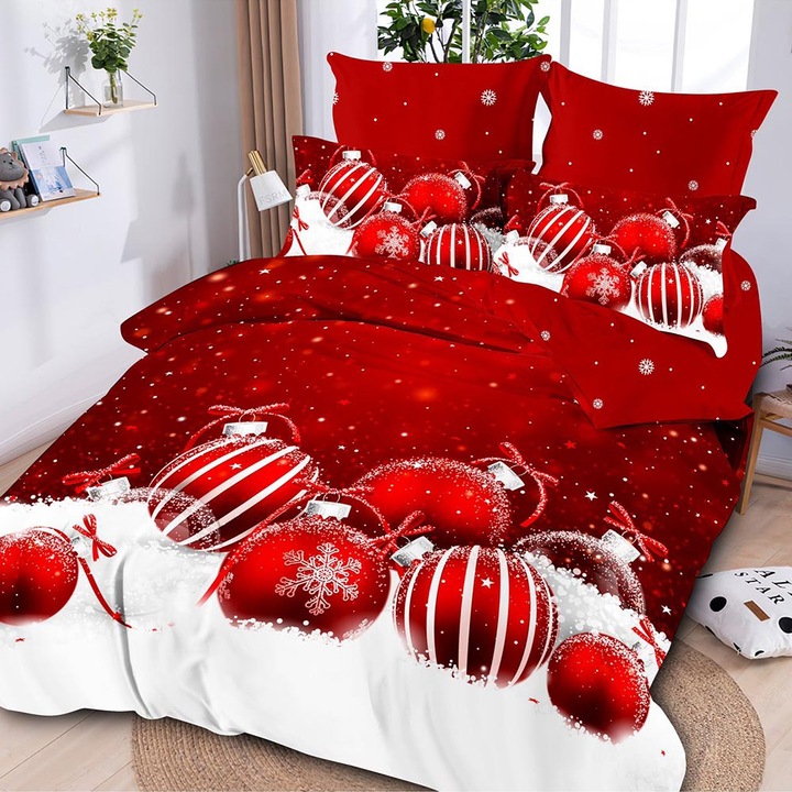 Ágynemű franciaágyhoz Karácsony - finom, lepedő gumival, 6 db LFE7XMAS-20007