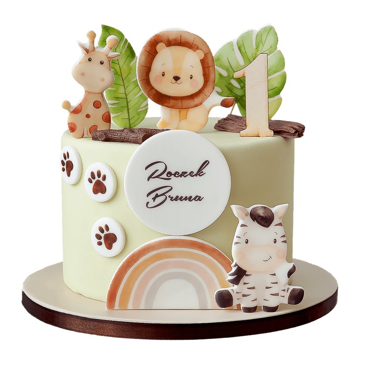 Set 12 decoratiuni, Tort Safari, 2D, Multicolor