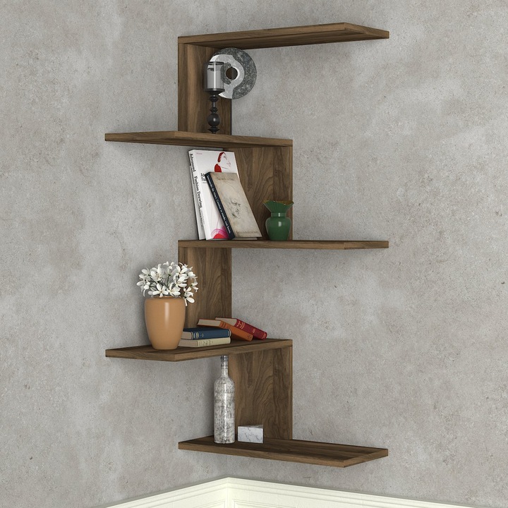 UnicUtil sarok fali polc, 52 x 52 x 109 cm, Barna