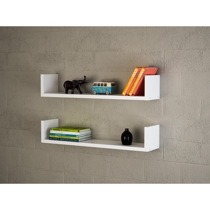 Etajera de Perete UnicUtil®, 64 x 15 x 24 cm, Cu Design Slim si Minimalist, Pentru Decoratiuni, Carti sau Obiecte Mici, Montare Usoara, Ideala in Dormitor sau Hol, Culoare Alb