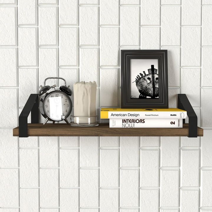 Etajera de Perete, UnicUtil, 45 x 15 x 10 cm, PAL, 1 Raft pentru Depozitare, Design Modern si Functional, Ideala pentru Bucatarie, Birou, Living, Dormitor sau Hol, Suporta Pana la 10 kg, Montare pe Perete, Finisaj Melaminat, Neasamblata, Culoare Maro