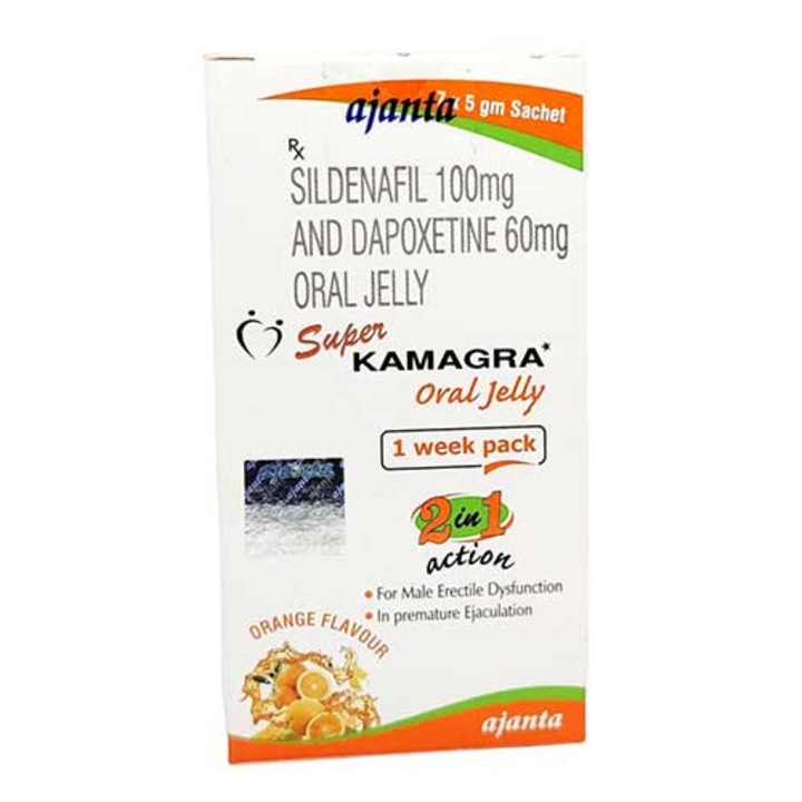 Supliment Sanatate Sexuala, Ajanta, Kamagra Oral Jelly, Erectii Puternice si de Durata, Aroma Portocale, 7 plicuri x 5gr