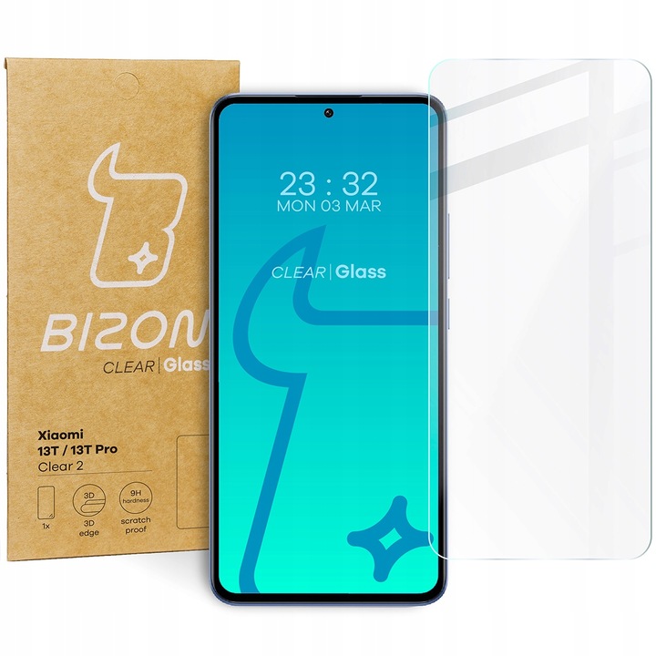Xiaomi 13T / 13T Pro kijelzővédő fólia, Bizon, üveg, átlátszó