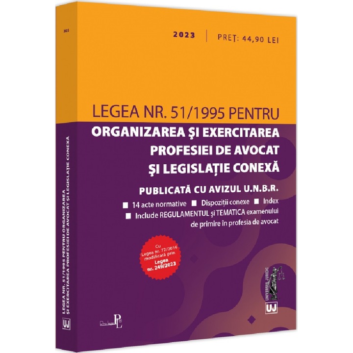 Legea Nr.51 Din 1995 Pentru Organizarea Si Exercitarea Profesiei De Avocat Si Legislatie Conexa 2023