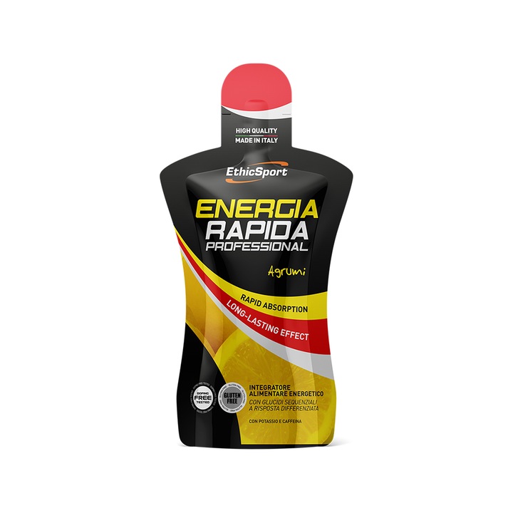 Gel energizant energia rapida, carbohidrati, cofeina, citrice, 630 g, 15 pliculete