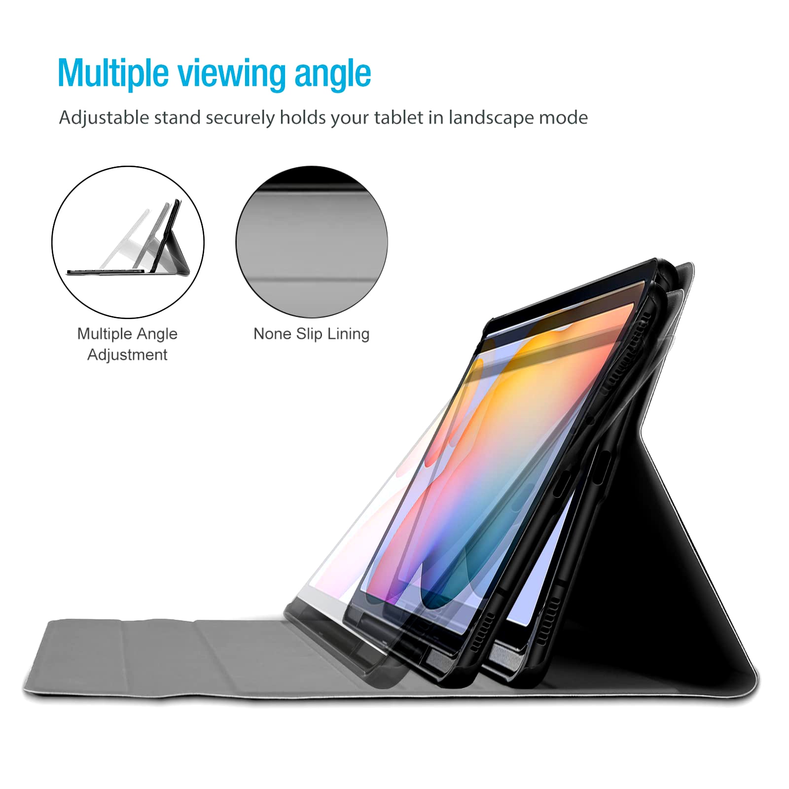 Husa tableta, zggzerg, Cu suport pentru pix, Tastatura etasabila si mouse, Pentru Samsung Galaxy Tab S6 Lite, Mare ca o zi de nastere, Craciun sau cadou de Ziua Recunostintei, Negru