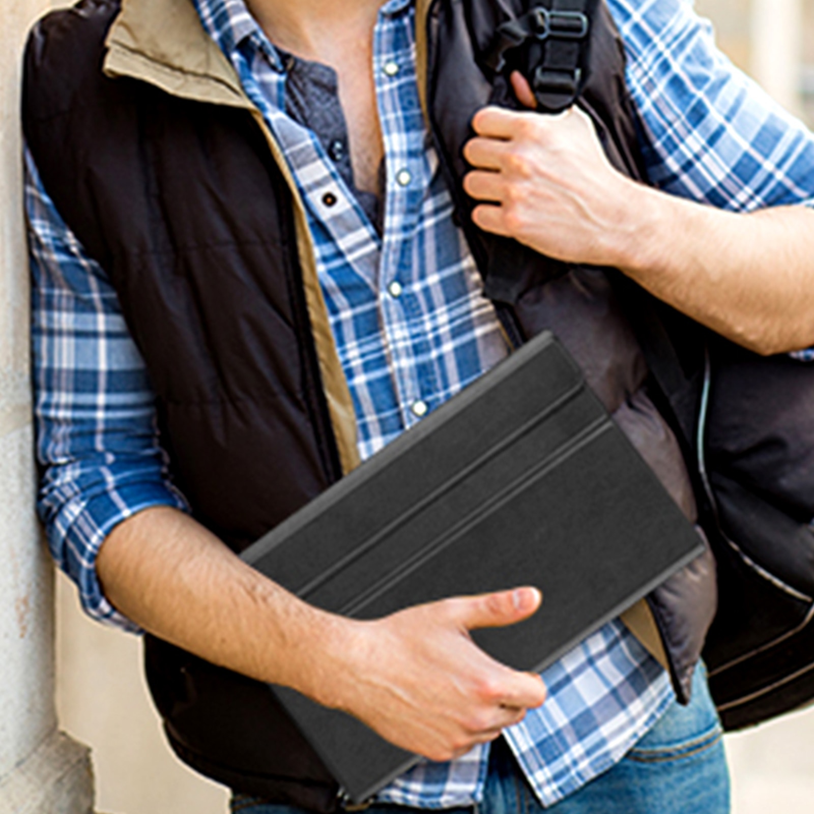 Husa tableta, zggzerg, Cu suport pentru pix, Tastatura etasabila si mouse, Pentru Samsung Galaxy Tab S6 Lite, Mare ca o zi de nastere, Craciun sau cadou de Ziua Recunostintei, Negru