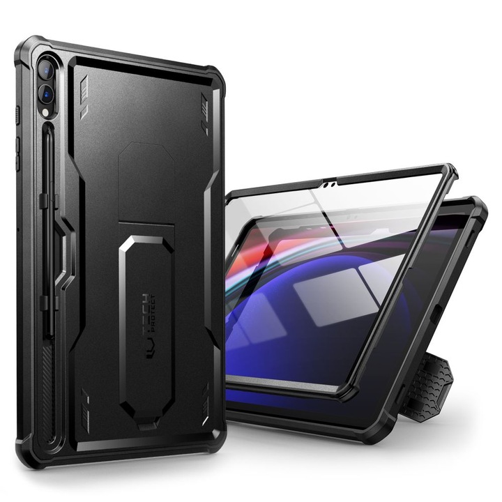 Калъф TECH-PROTECT Kevlar Pro, съвместим с Samsung Galaxy Tab S9 Plus 12,4 инча, Защита на дисплея, Черен