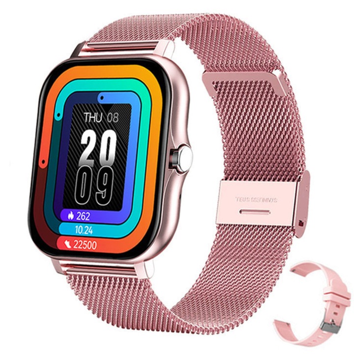Okosóra A13, 1,83 hüvelykes, iOS/Android rendszerrel kompatibilis, 2 szíjas, rózsaszín