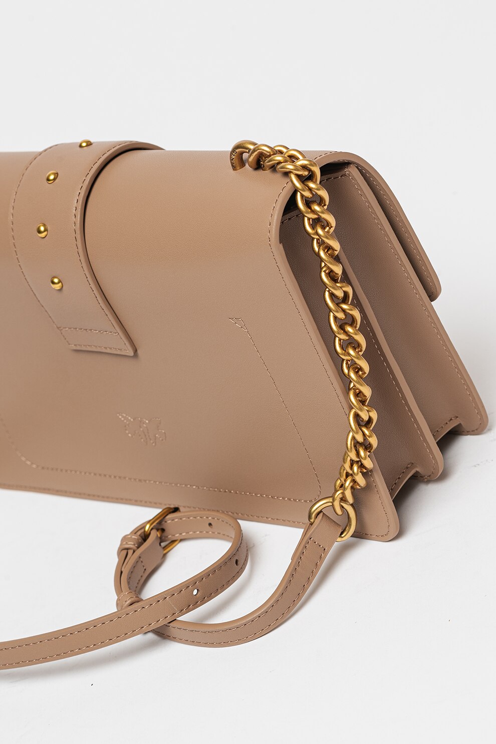 Pinko, Geanta crossbody din piele Love One Classic, Camel eMAG.ro