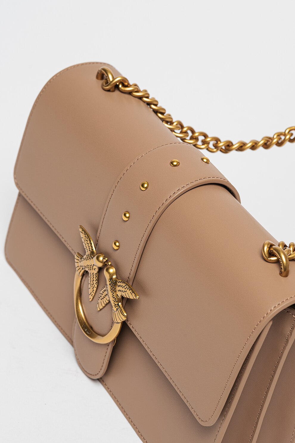 Pinko, Geanta crossbody din piele Love One Classic, Camel eMAG.ro