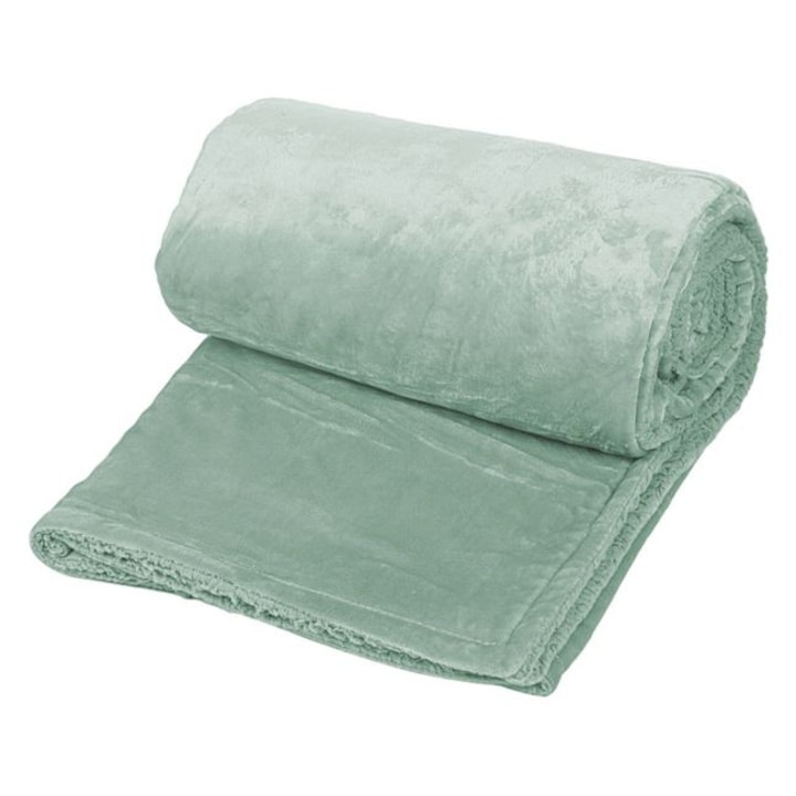 Кадифено, пухкаво одеяло, зелено, 150x200см
