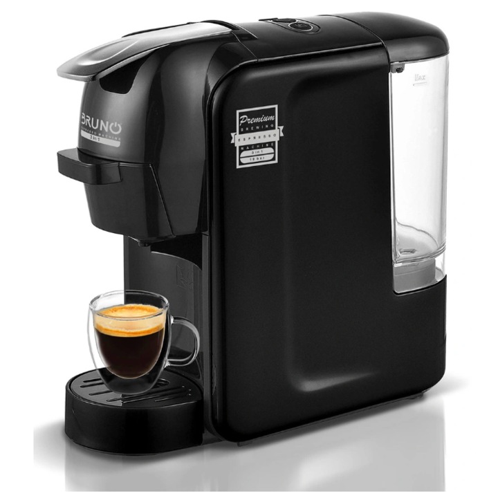Кафемашина BRN-0124, Bruno, 1450W, 0.6l, 19bar, Nespresso/dolce gusto & кафе на прах, Черна