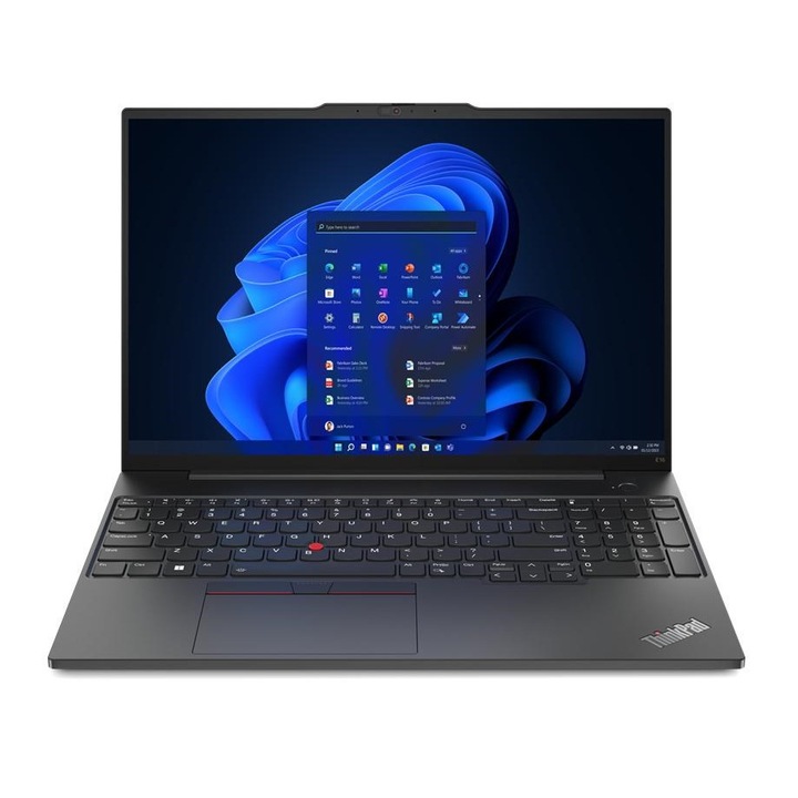 Laptop Lenovo ThinkPad E16, 16" WUXGA, Intel® Core™ i5 1335U pana la 4.6 GHz, 16 GB RAM DDR4 3200, 512 GB SSD, NVIDIA® GeForce® MX 550 2 GB, Windows 11 Pro, Graphite Black DDR4