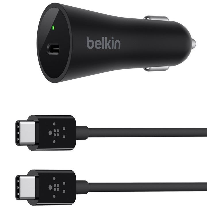 Belkin USB-C kábel + 27W fekete autós töltő adapter