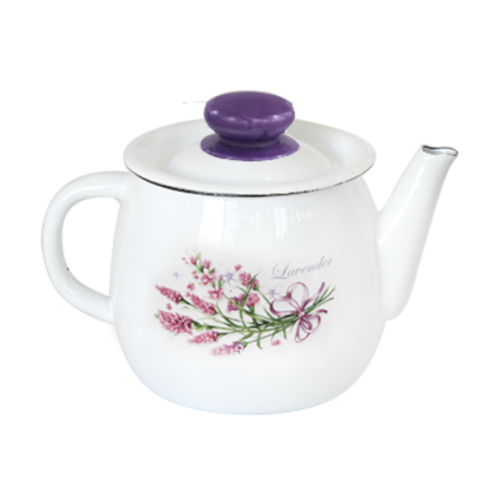 Ceainic emailat LAVANDA 1L, otel carbon