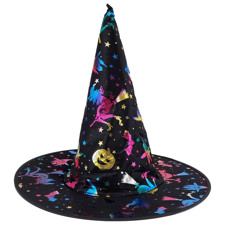 Palarie Eventy vrajitoare dark Halloween, 37 cm, multicolora