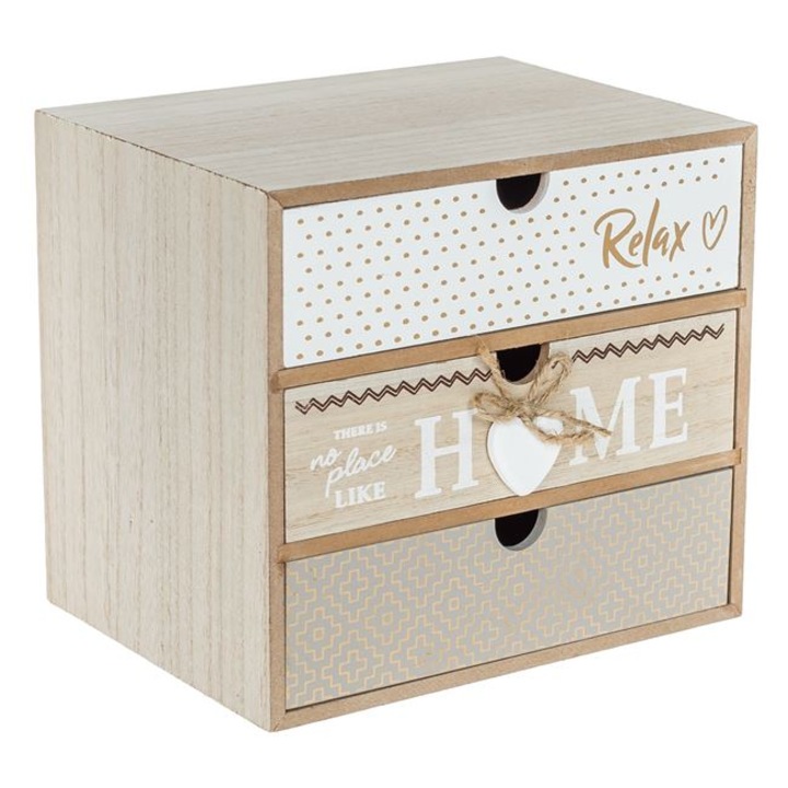 Cutie Decorativa din Lemn Home Inima cu 3 Sertare 20x15x18cm