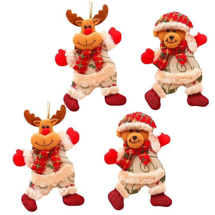 Set de ornamente Craciun, papusi decorative, plus, multicolor