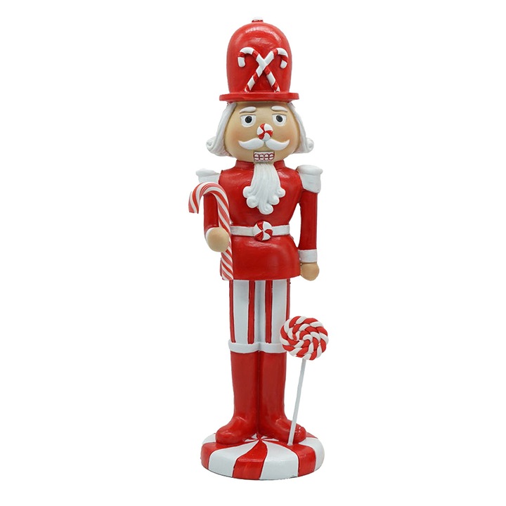 Diótörő figura fehér piros polyresin 7x7x23 cm