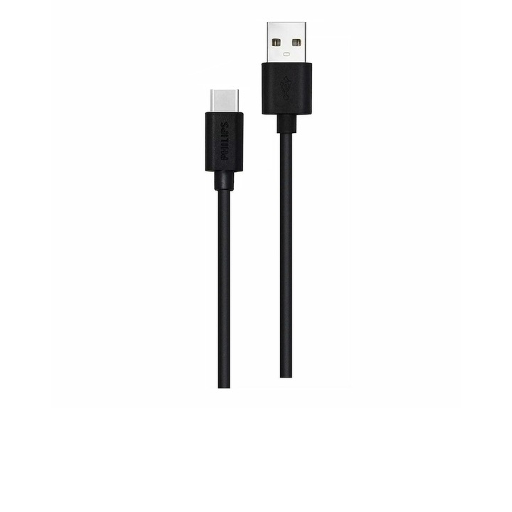 Cablu USB-A la USB-C Philips DLC3104A, 1.2 m, negru