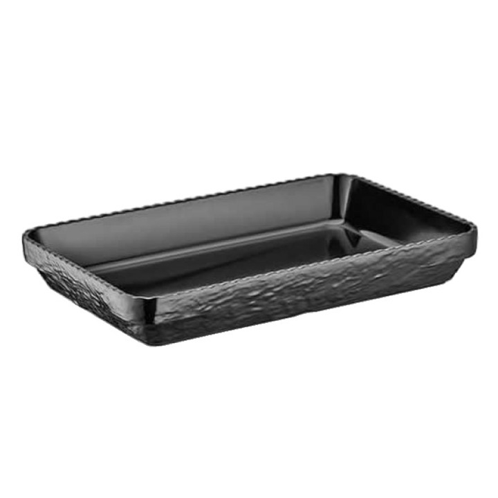 Platou adanc melamina servire dreptunghiulara Raki Olie Black 26x40x5cm