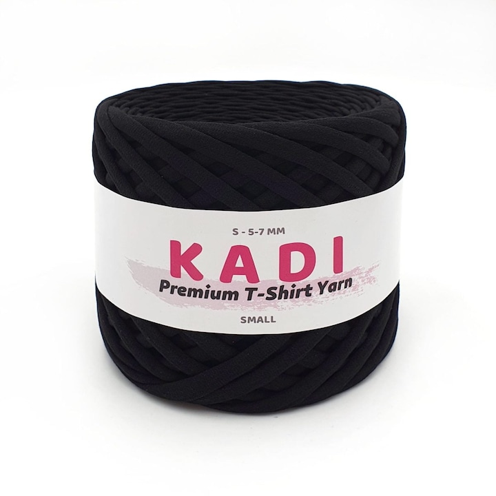 Banda textila pentru crosetat, KaDi Premium Small, 5-7 mm, 110 m, culoare Negru