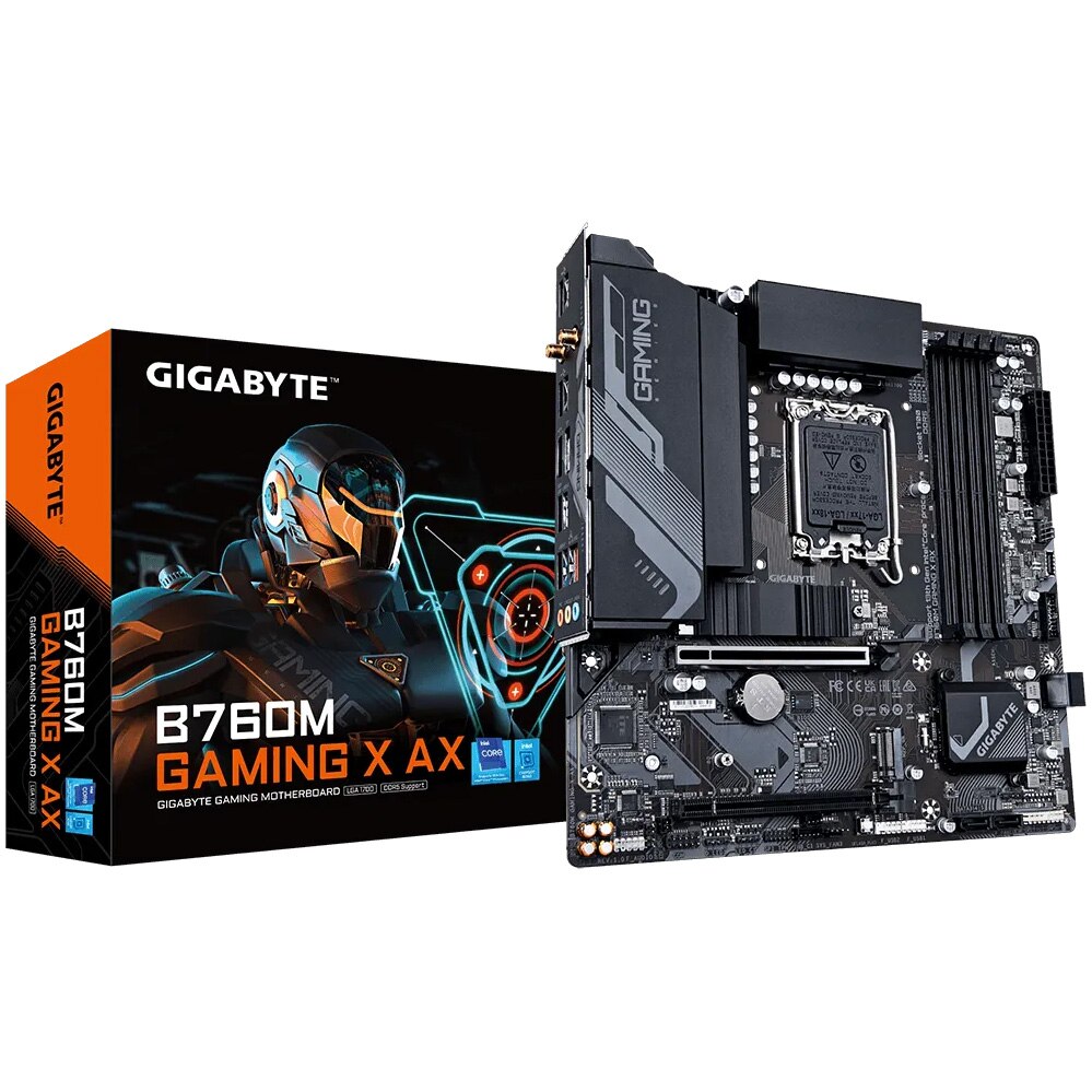 Placa de baza GIGABYTE B760M GAMING X AX, DDR5, WI-FI, Socket LGA 1700