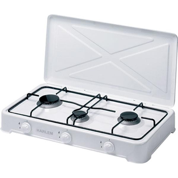 Aragaz emailat cu 3 ochiuri HARLEM® ,0,9 KW, 1,5 KW,1,9 KW, acasa si in excursie, ALB