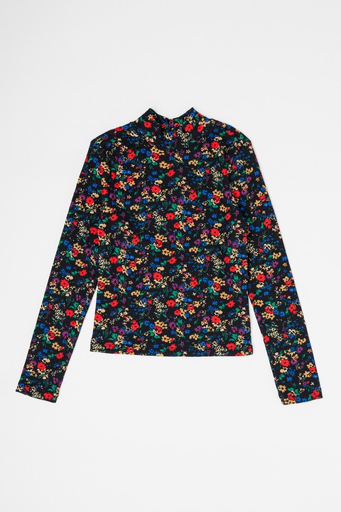 GAP, Bluza de bumbac cu imprimeu floral, Rosu/Verde/Negru