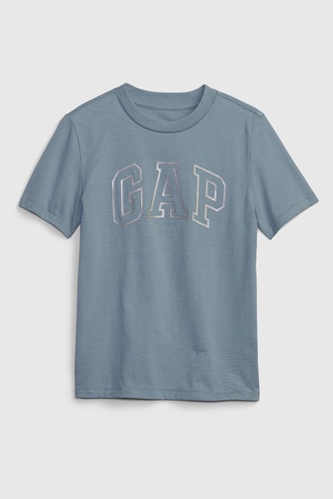 GAP, Tricou din bumbac cu imprimeu logo, Albastru prafuit