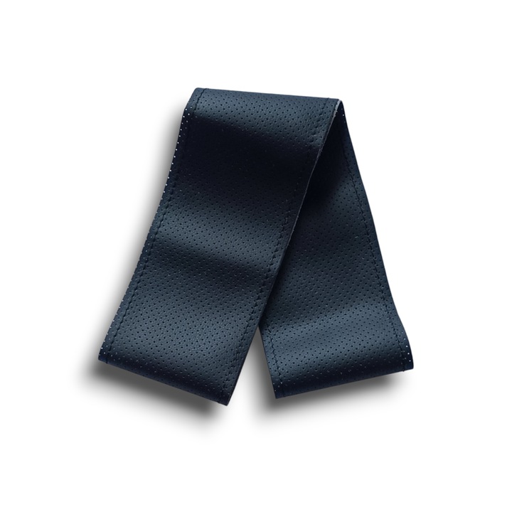 Perforált bőr kormányburkolat, univerzális, 38 cm átmérőjű kormányokhoz, tűvel és cérnával