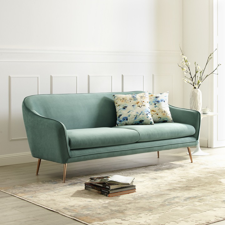 Canapea Prestige 194x83x86 cm Catifea Turcoaz Marketmob