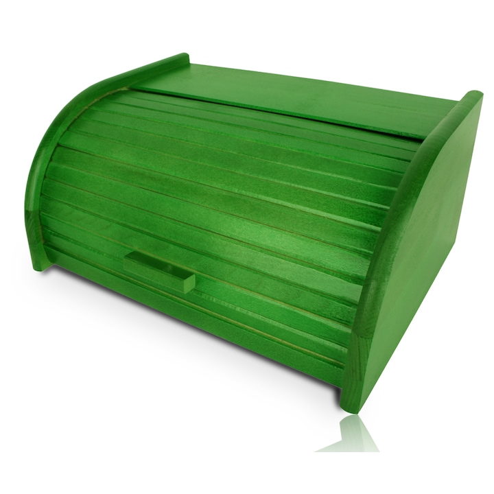 Cutie pentru depozitare paine, Ranita din lemn de fag, Pentru rulouri, Incapator, Mare, Verde, Bucatarie, Elegant, Traditional, De la producator, Woodcarver, 40x29x18 cm