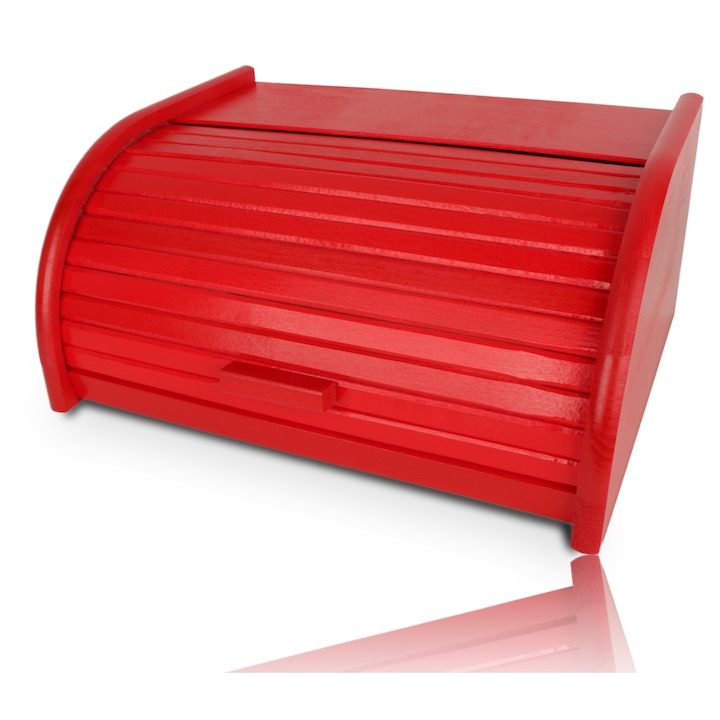 Cutie pentru depozitare paine, Ranita din lemn de fag, Pentru rulouri, Incapator, Mare, Rosu, Bucatarie, Elegant, Traditional, De la producator, Woodcarver, 40x29x18 cm