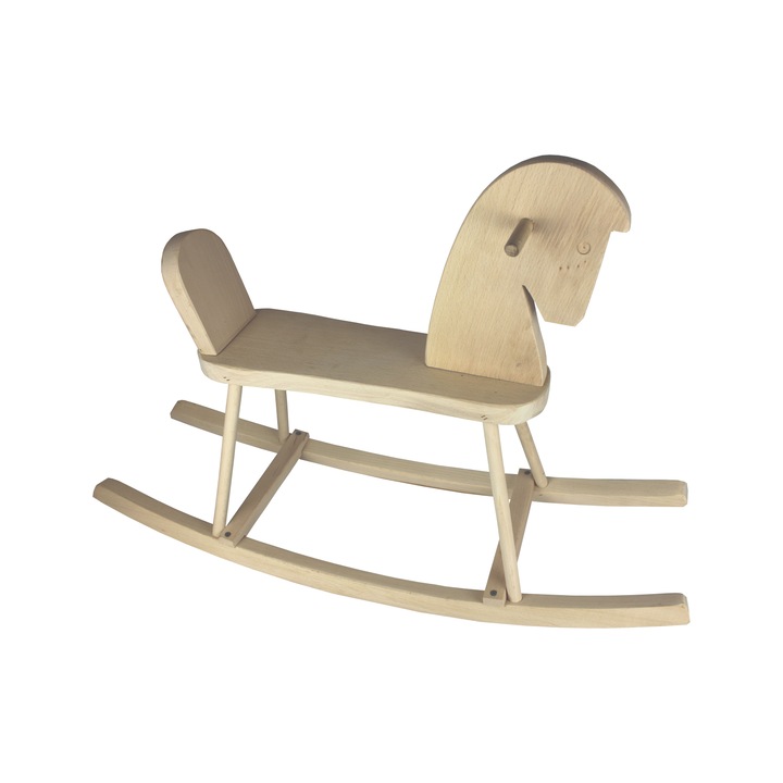 Balansoar pentru copii tip calut, Woodcarver, Lemn, Maxim 15 kg, 3-6 luni, 26 x 79 cm, Maro