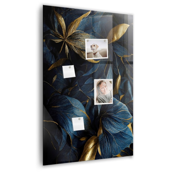 Магнитна дъска Tulup, Тъмно флорално, 60 cm x 90 cm, Многоцветен