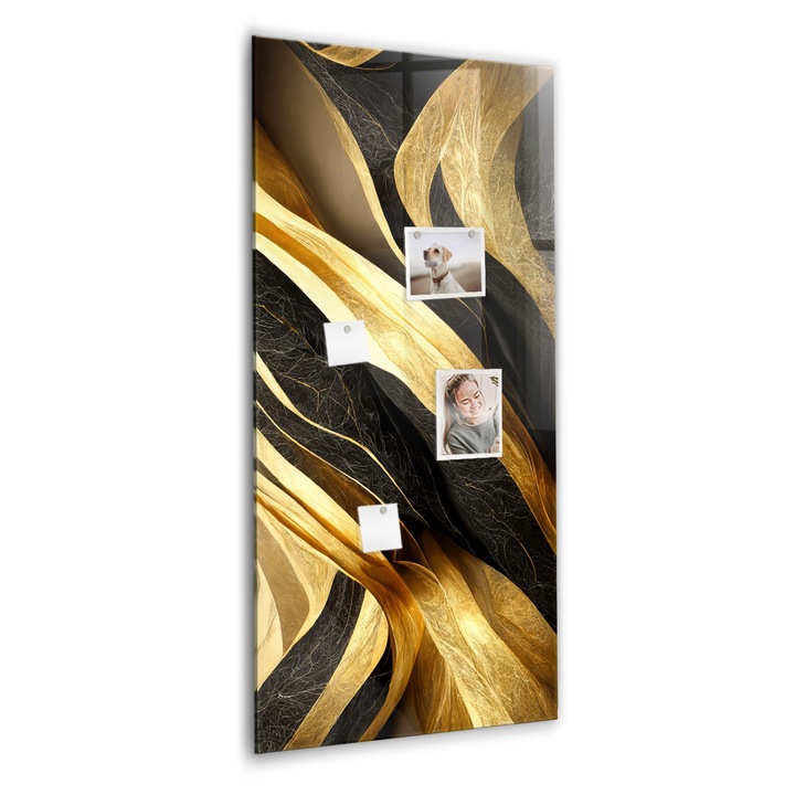 Магнитна дъска, Tulup, Абстракционни линии, 60 cm x 120 cm, Златист