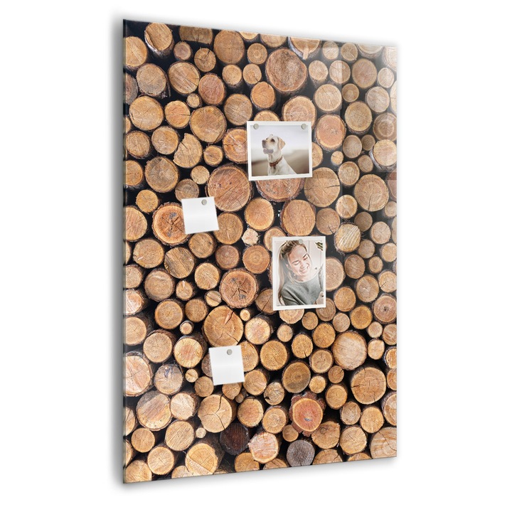 Tabla magnetica. Sticla. Cioturi de copac. 70 cm x 100 cm. Maro. 00088939