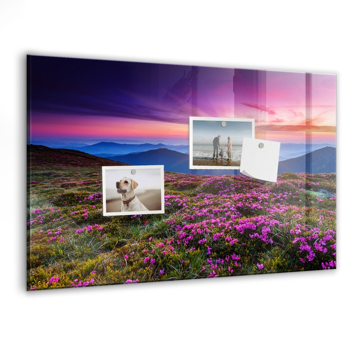 Магнитна дъска Tulup, Изгрев и цветя, 60 cm x 40 cm, Многоцветен